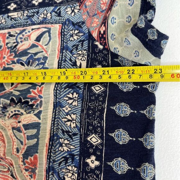 Lucky Brand Cotton Modal Short Sleeve Boho Navy Blue Medallion T Shirt Women 1X - Picture 11 of 14